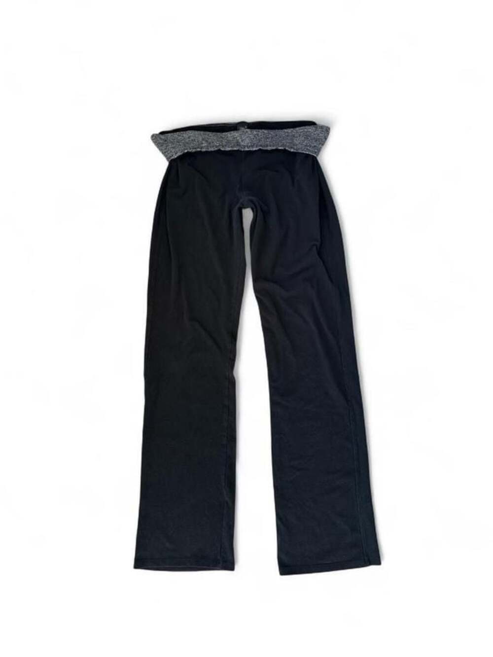 Y2K Black Wide‑Leg Foldover Yoga Pants Low Rise (Size L–XL)